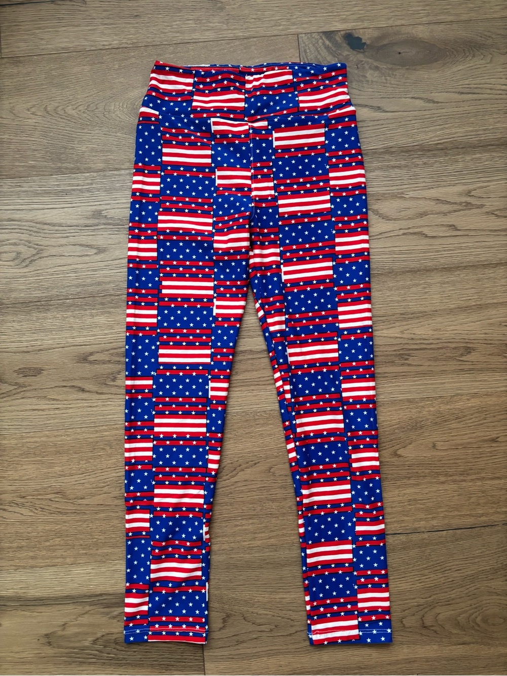 LulaRoe Women’s Patriotic Flag Print Leggings - Red, White & Blue